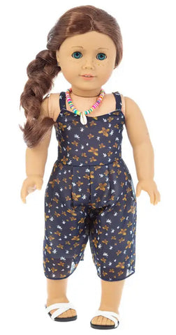One-Piece Turquoise Print Outfit Made to Fit Popular 18 Inch Dolls