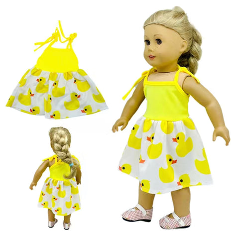 One-Piece Yellow Duck Outfit Made to Fit Popular 18 Inch Dolls