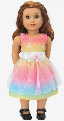 Pretty Rainbow Dress Made to Fit Popular 18 Inch Dolls