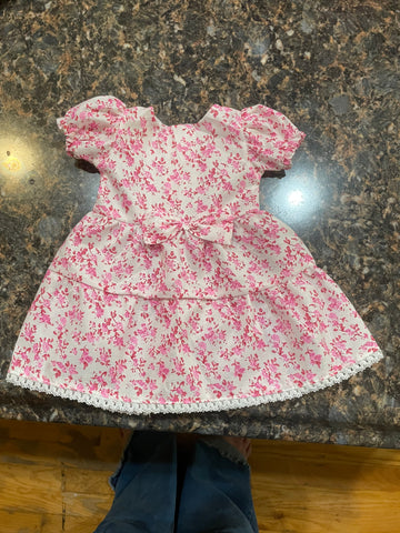 Pink Flower Print Dress Made to Fit Popular 18 Inch Dolls