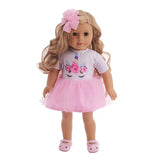 Two-Piece Unicorn Tutu Dress Set with Matching Hair Bow Made to Fit Popular 18 inch Dolls