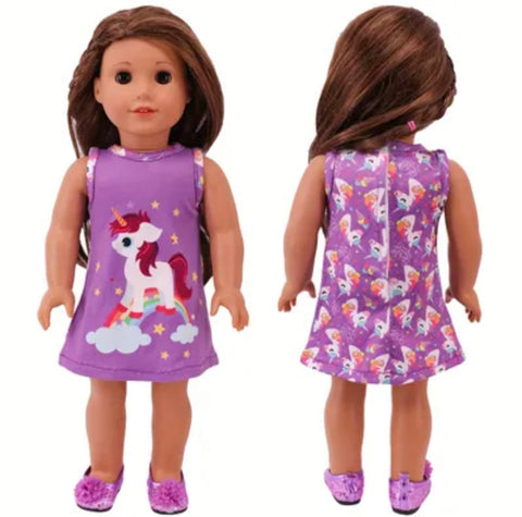 A Cute One-Piece Unicorn Outfit Made to Fit Popular American Girl Dolls