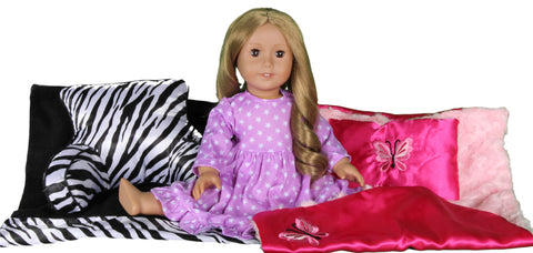 62  Three Piece Zebra Stripe Bedding for the 18 Inch Doll.  Fits American Girl Doll