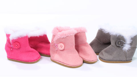 Suede Button Boots with Fur Lining