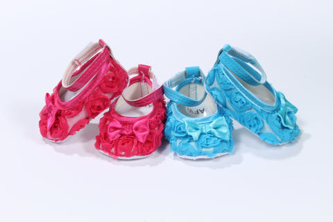 Floral Rosebud Shoes with Bow