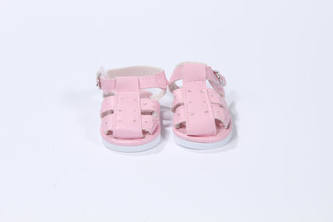 Sturdy Pink Leather-Like Sandals