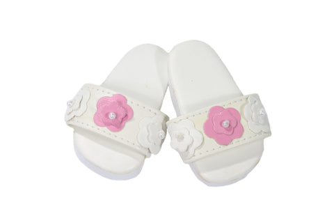 Adorable White Sandals with Raised Flower Detail