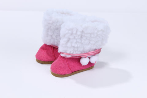 Hot Pink Suede Boot with Pom Poms