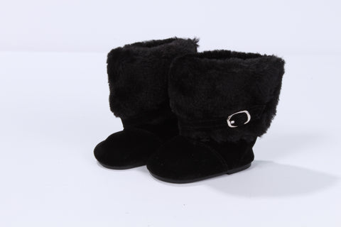 Black Boots with Fur Top and Buckle