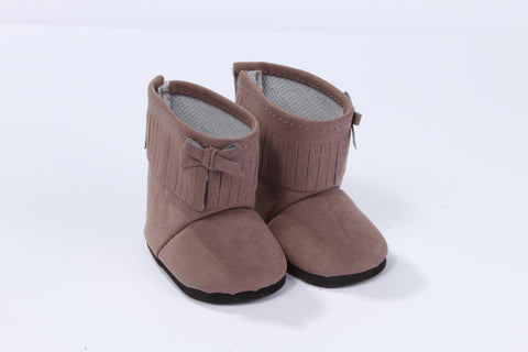 Short Suede Fringe Boots