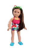 Hawaiian Floral Three-Piece Bathing Suit Set