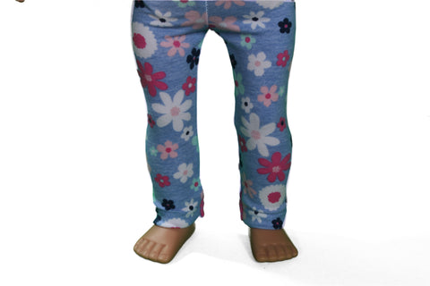 Blue Floral Leggings