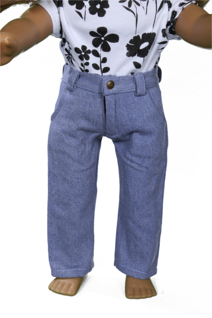 Zippered Blue Jeans Without Back Pockets