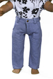 Zippered Blue Jeans Without Back Pockets