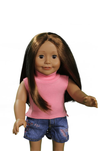 Ribbed Sleeveless Pink Turtleneck