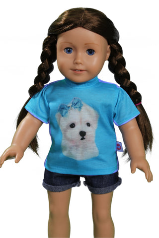 Blue t-shirt with puppy